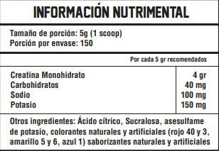 creatina black bear fresa informacion nutrimental