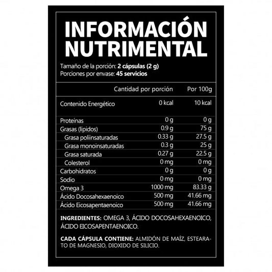 Omega 3 90caps informacion nutrimental