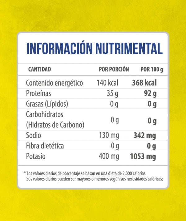 información nutrimental  whey cero carbohidratos